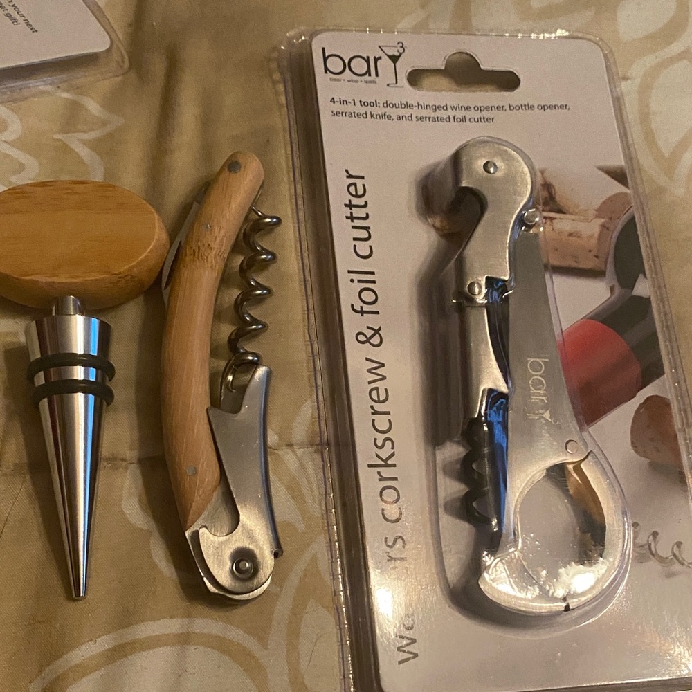 New Bar Silver and Wood Wine Opener corkscrew  3